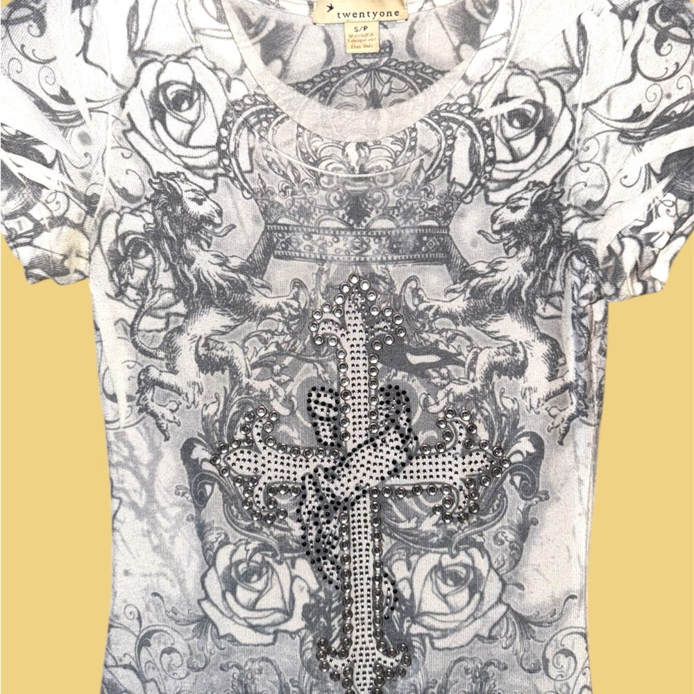Forever 21 Graphic Tee with Cross Design